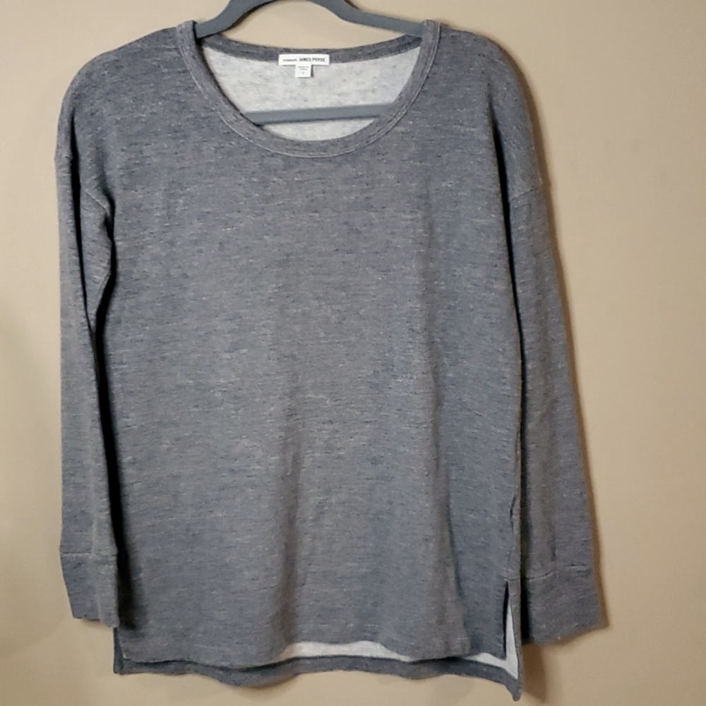 James Perse Gray Oversized Pullover with Slit Size S